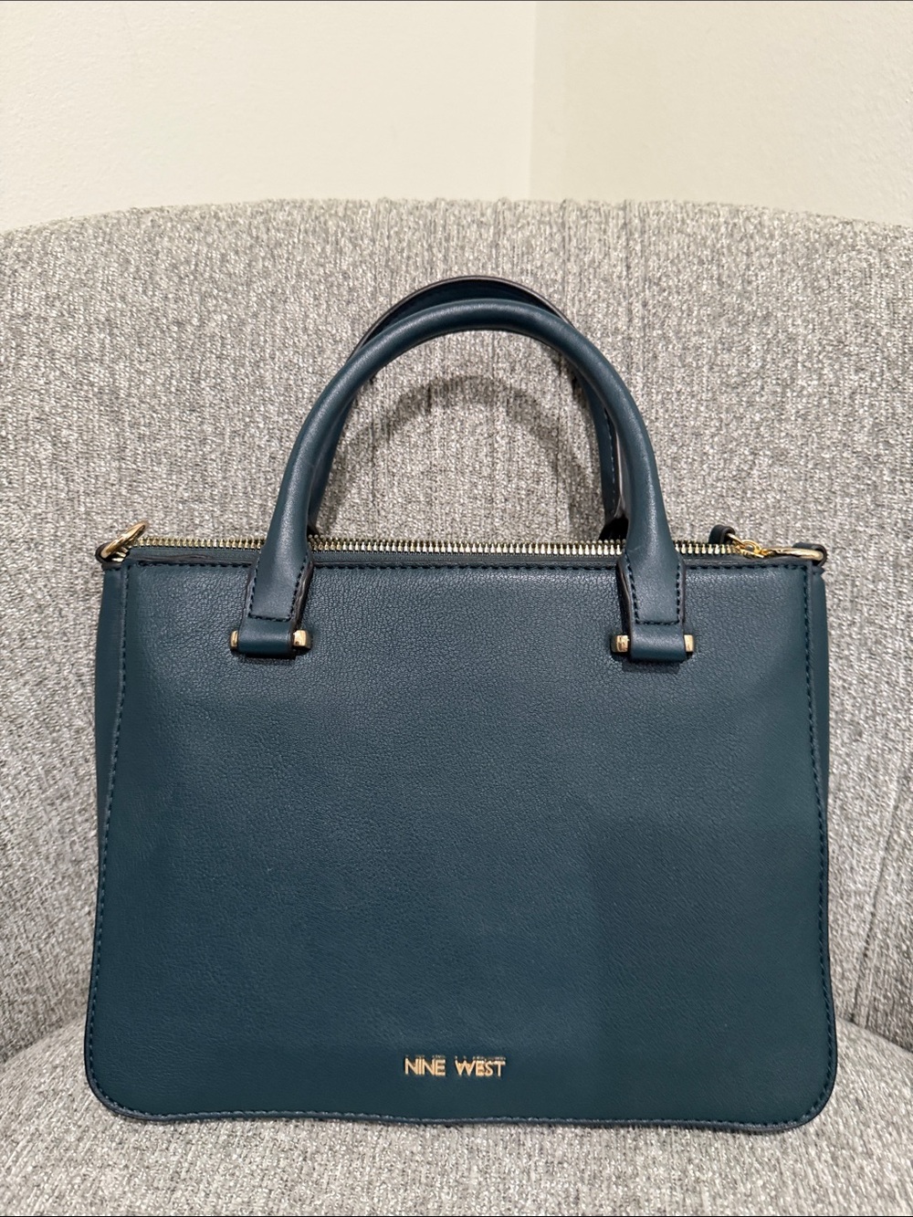 Nine West Teal Structured Top-Handle Satchel